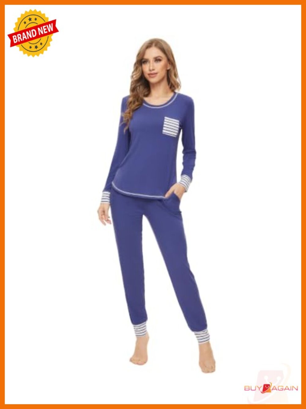 Bamboo Viscose Pajama Set Long Sleeve Cooling Soft Loungewear Jogger Pants